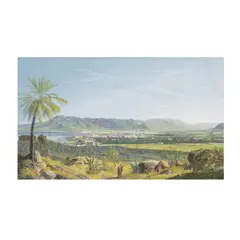 Francesco Zerilli, Vue de Palerme depuis la villa Belmonte, gouache et pierre noire, sur papier