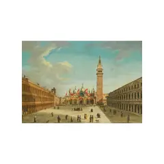 Piazza San Marco, Venise by Vincenzo Chilone, oil on canvas, unlined, sold Oct 2024