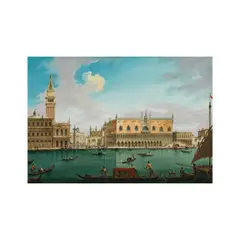 Palazzo dei Dogi pris depuis San Giorgio, Venise by Vincenzo Chilone, oil on canvas, unlined, sold Oct 2024