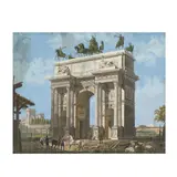 Ecole européenne, L'Arc de la Pace, Milan, watercolour on paper on a printed base