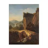 Ecole française, Paysage avec les chûtes de Tivoli au lointain