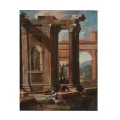 Thomas Blanchet, La Sainte Famille dans un paysage classique, oil on canvas