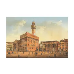 Ecole florentine, Piazza della Signoria, Florence, gouache sur papier