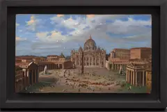 Ludovico Lambertini, Castel Sant'Angelo; Ponte Nomentano; Piazza San Pietro; Piazza del Popolo; Palazzo del Quirinale, a set of 5, oil on panel
