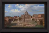 Ludovico Lambertini, Castel Sant'Angelo; Ponte Nomentano; Piazza San Pietro; Piazza del Popolo; Palazzo del Quirinale, a set of 5, oil on panel