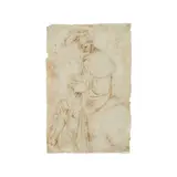 Stefano della Bella, Portrait équestre, black chalk, pen and brown ink on beige paper