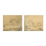 Jean-Baptiste Le Prince, Scène de ferme; et Scène de pêche, black chalk
