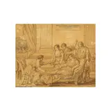 Joseph-Marie Vien, Femme soignée par un Docteur, pen and brown ink, brown wash on beige paper