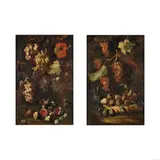 Ecole napolitaine, Nature morte aux fruits d'automne, a pair, oil on canvas