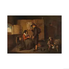 Quiringh Gerritsz. van Brekelenkam, Scène d'intérieur avec une fileuse, oil on panel