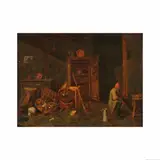 David Ryckaert III, Fumeur dans un intérieur rural, oil on panel, the reverse stamped with the castle and hands of Antwerp