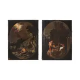 Antonio del Castillo y Saavedra, Annonciation aux bergers et Adoration des bergers (paint en ovales), a pair, oil on canvas