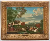 Jan van Gool, Paire de paysages champêtres animés de figures, oil on panel