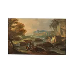 Caspar Wolff, Pastorale animée de figures, oil on canvas