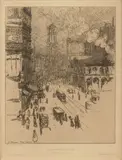 Jean-Émile Labourer, Broadway, New York, 1907, Etching on thin wove paper