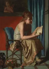Josef Lieck, The love letter, oil on canvas