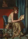 Josef Lieck, The love letter, oil on canvas