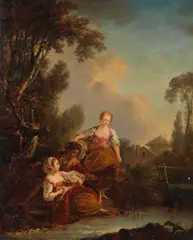 The pleasures of fishing by François Boucher, oil on panel, sold Apr 2024