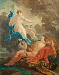Diana and Endymion by Jean-Baptiste van Loo, oil on canvas, sold Apr 2024