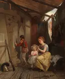 Théophile Emmanuel Duverger, Backstage, oil on panel