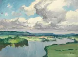 Gaston Balande, A river landscape, oil on canvas