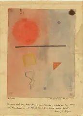 Max Bill, Der Eilbote, 1928, Aquarell und Ritzung auf Velin, vom Künstler auf Papier aufgezogen