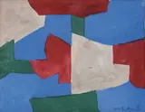 Serge Poliakoff, Composition rouge, bleue, verte et blanche, 1964, Gouache auf Bütten, auf Karton aufgezogen