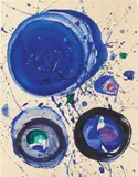 Sam Francis, Ohne Titel, 1962, Gouache und Farbtusche auf Japan, auf Karton aufgezogen