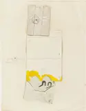 Joseph Beuys, Ohne Titel, 1958, Bleistift, Öl und Goldfarbe über Collage auf Papier