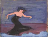 Marianne von Werefkin, Sängerin, Um 1907, Gouache, Farbkreide und Tuschpinsel auf braunem Papier