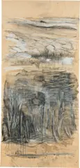 Per Kirkeby, Ohne Titel, 1977, Kohle und Kreide auf braunem Papier