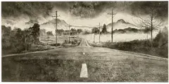 Hans Op de Beeck, Road at night, 2014, Aquarell auf Velin
