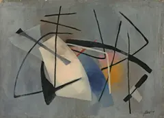 Komposition Gr by Fritz Winter, 1950, Öl auf festem genarbten Papier, sold Jul 2020