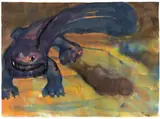 Molch (Berliner Zoo) by Emil Nolde, 1923, Aquarell und Tuschfeder auf dünnem Japanbütten, sold Jul 2020