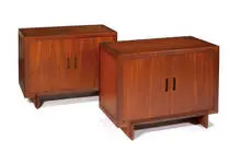 Cabinets (2) by Frank Lloyd Wright, c. 1955, Mahogany, sold May 2013