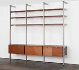 George Nelson, Comprehensive Storage System, c. 1958, Walnut, enameled aluminum