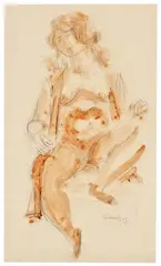 Chaim Gross, Untitled, c. 1955, Graphite and gouache on paper