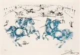 Combat de cavaliers (Calderon: La Vie est un songe) by Salvador Dalí, c. 1971, Color etching with aquatint on Richard de Bas paper, sold May 2013