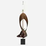 Harry Balmer, Table lamp, c. 1960, patinated steel, enameled aluminum