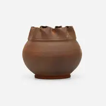 Vase by George E. Ohr, 1898-1910, glazed earthenware, sold Oct 2021