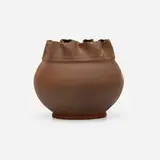 Vase by George E. Ohr, 1898-1910, glazed earthenware, sold Oct 2021