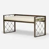 Jean Royere, Bench, c. 1950, bronzed steel, brass, upholstery