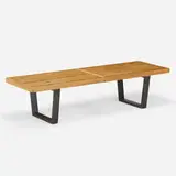 Slat bench, model 4690 by George Nelson & Associates, 1946, birch, lacquered wood, sold Oct 2021