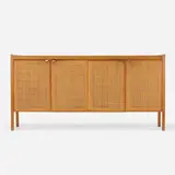 attribution Alf Svensson, Cabinet, c. 1960, oak, teak, laminate, cane, leather