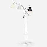 Arredoluce, Triennale floor lamp, model 12128, 1947, enameled aluminum, chrome-plated and enameled steel, chrome-plated brass