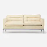 Florence Knoll, Settee, 1954, chrome-plated steel, upholstery