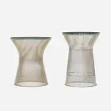 Occasional tables, set of two by Warren Platner, 1966, chrome-plated steel, glass, sold Oct 2021