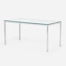 attribution Florence Knoll, Desk, c. 1965, chrome-plated steel, glass