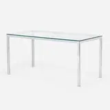 attribution Florence Knoll, Desk, c. 1965, chrome-plated steel, glass
