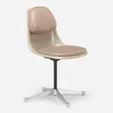 Secretarial Plastic Pivot Chair, model PSC-4 by Charles and Ray Eames, fiberglass, aluminum, Naugahyde, enameled steel, sold Oct 2021